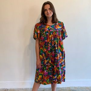 floral cotton trapeze dress